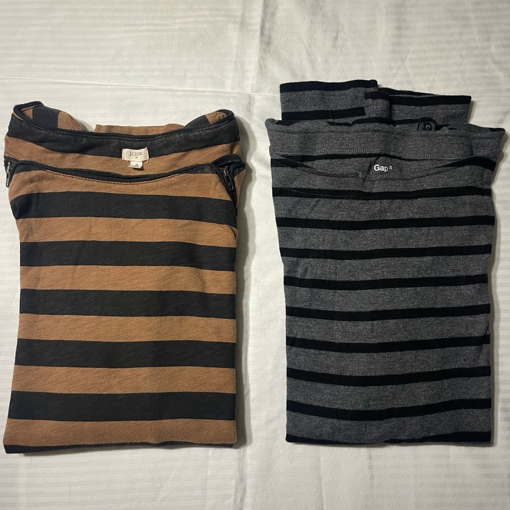 J. Crew Brown and Black and Gap Gray and Black Striped Tops